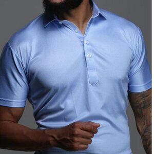 NWT Collars & Co  Semi-Spread Collar Polo Blue Houndstooth Size Mens Large